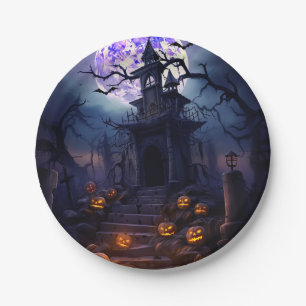 Assiettes En Carton Éffrayant Halloween Skeleton Skull Haunted House