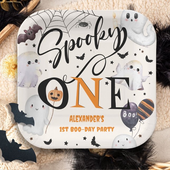 Assiettes En Carton Éffrayant Un Halloween 1er Anniversaire Fête Migno (Créateur téléchargé)
