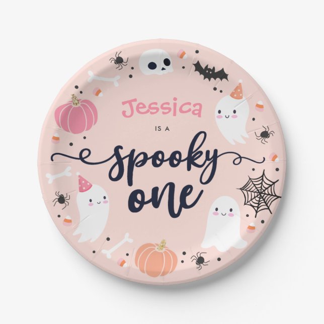 Assiettes En Carton Éffrayant Une Mignonne Halloween Ghost 1er Décor A (Devant)