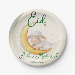 Assiettes En Carton Eid Al Adha Vert Poussiéreux Mignon Dîner de Mouto
