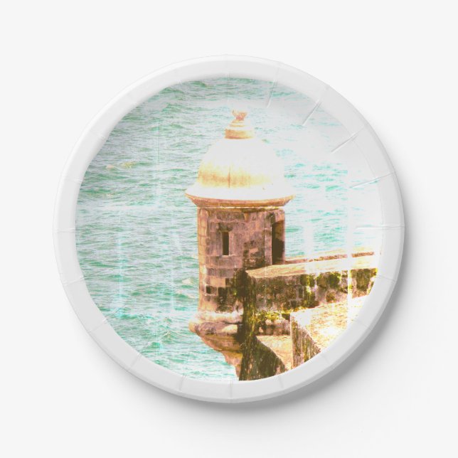 Assiettes En Carton El Morro : Thème de fête à Porto Rico (Devant)