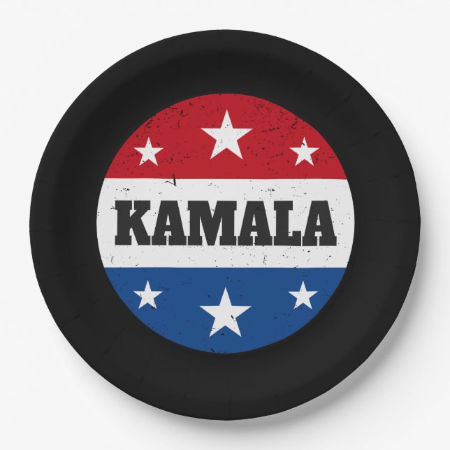 Assiettes En Carton Élection de Kamala Harris 2024 V (Devant)