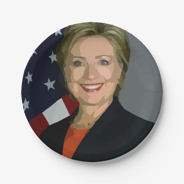 Assiettes En Carton Élection Hillary Clinton 2016 Plaques 7" (Devant)