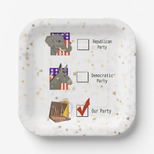 Assiettes En Carton Élection Parti amusant (Recto)