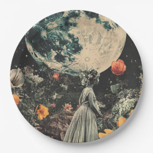 Assiettes En Carton Élégance Lune - Femme avec Lune (3)