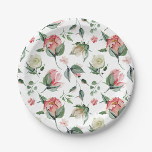 Assiettes En Carton Elégance rustique Fête des mariées rose pâle