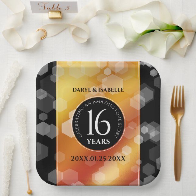 Assiettes En Carton Élégant 16ème anniversaire de Mariage de Topaz d'o (Mariage)