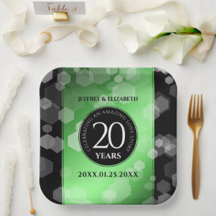 Assiettes En Carton Élégant 20e anniversaire de Mariage d'émeraude