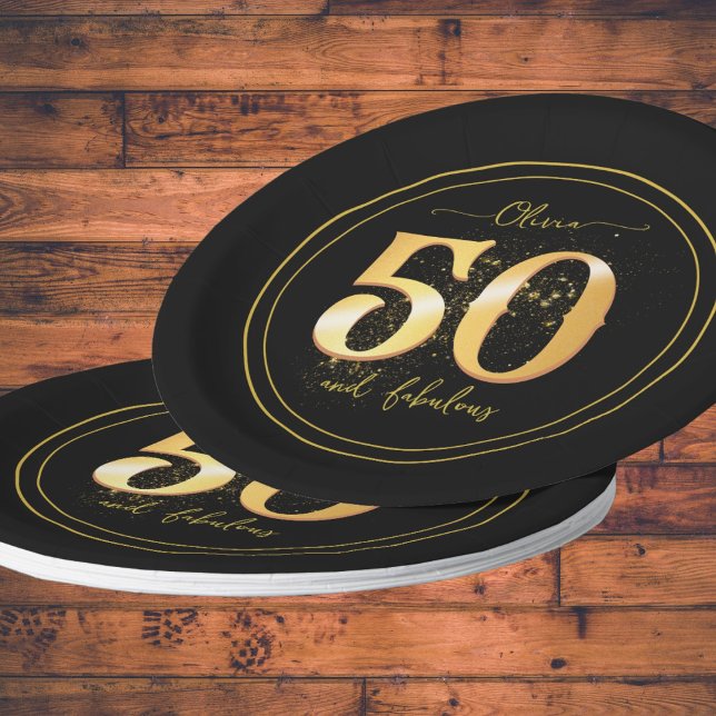 Assiettes En Carton Elégant 50 et Fabulous Parties scintillant Gold Bl (Créateur téléchargé)