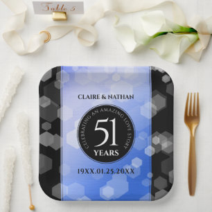 Assiettes En Carton Élégant 51e anniversaire de Mariage Sapphire