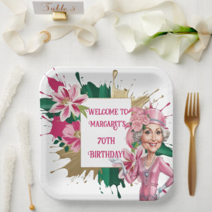 Assiettes En Carton Élégant 70e anniversaire avec personnalisation Car