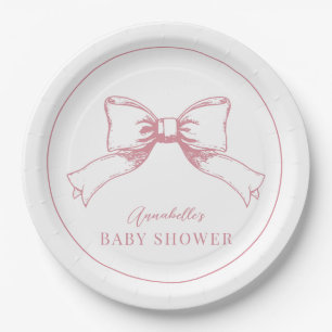 Assiettes En Carton Élégant Baby shower de fille de la cou rose
