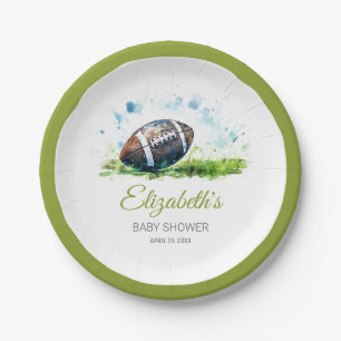 Assiettes En Carton Elégant Baby shower de football aquarelle