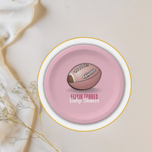 Assiettes En Carton Élégant Baby shower de football rose