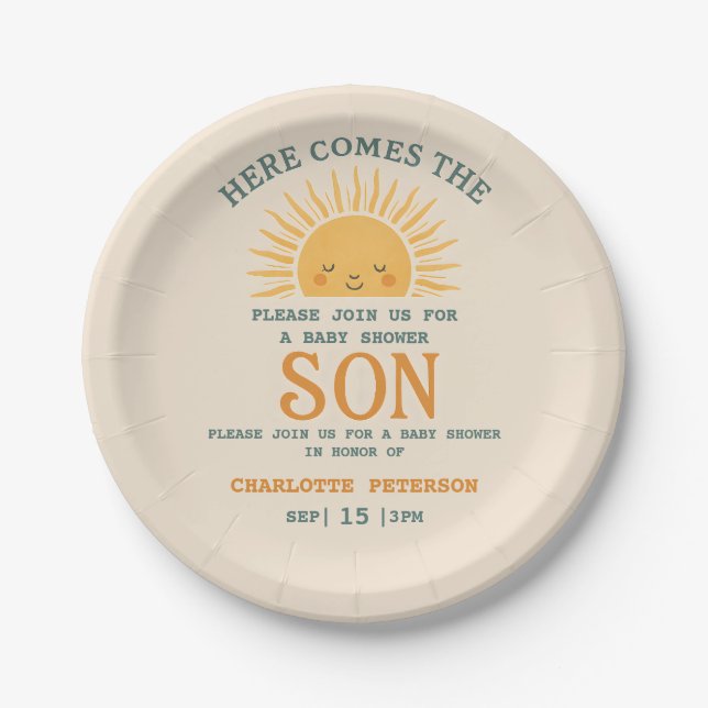 Assiettes En Carton Elegant Baby Shower Invitation with Family Name  (Devant)
