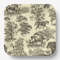 Elégant Beige Rustique Horses Toile