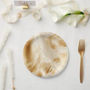 Assiettes En Carton Elégant blanc de crème dorée occidentale