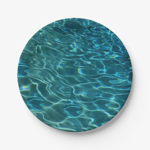 Assiettes En Carton Elégant bleu eau turquoise motif vagues de lac océ