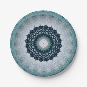 Assiettes En Carton Elégant bleu marine Mandala