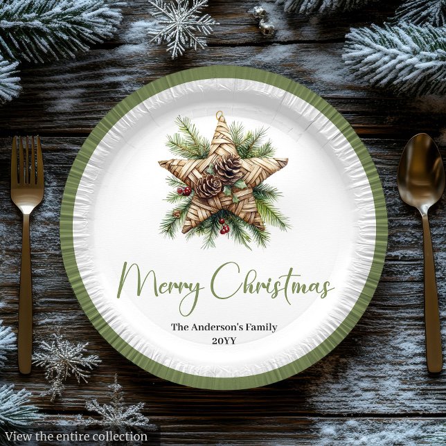 Assiettes En Carton Elegant Boho Botanical Christmas Tree Dinner Plate (Elegant Boho Botanical Christmas Tree Dinner Plates)