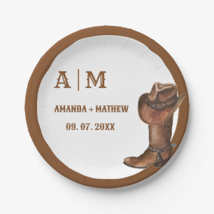 Assiettes En Carton Elégant Boho Western Cowboy Mariage Merci