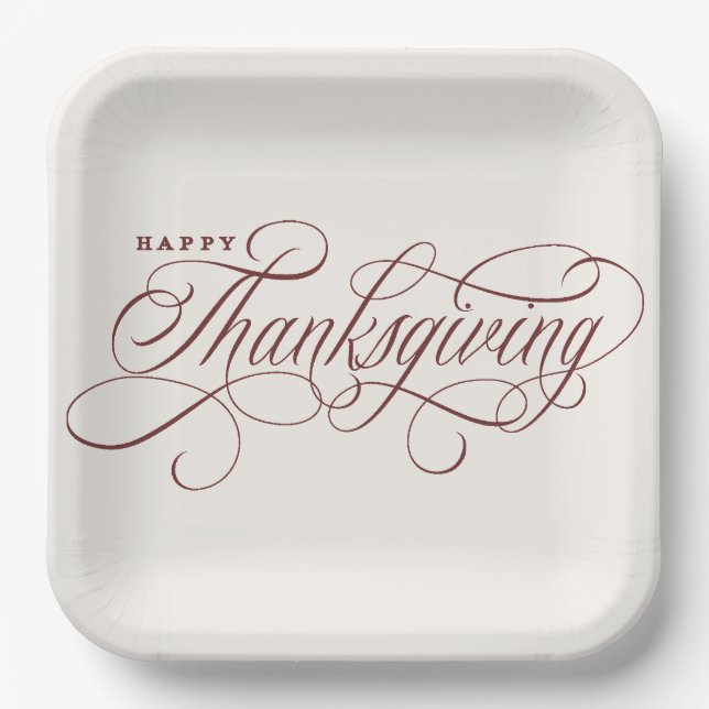 Assiettes En Carton Élégant Bon thanksgiving de conception de script P (Recto)
