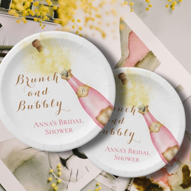 Assiettes En Carton Elégant Brunch et Fête des mariées Bubbly (Créateur téléchargé)