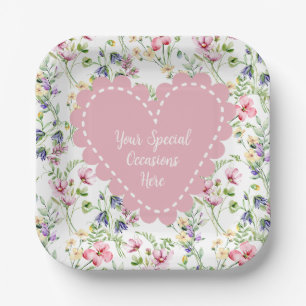 Assiettes En Carton Elégant cadre de coeur floral : pour chaque occasi