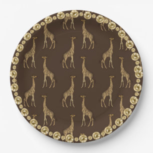 Assiettes En Carton Elégant Chic Giraffe Stylish or Rhinestone Glam