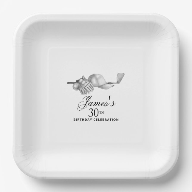 Assiettes En Carton Elégant Classic Golf 30e Anniversaire Fête Personn (Recto)