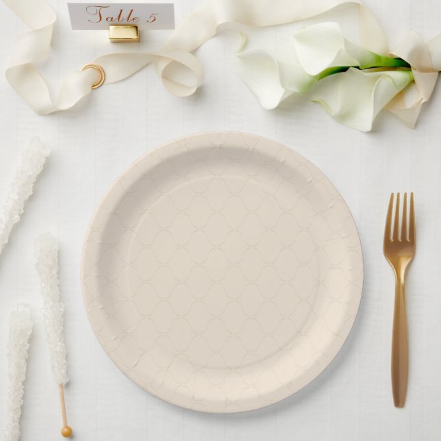 Assiettes En Carton Elegant cream pattern in art deco style. (Mariage)