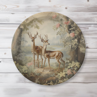 Assiettes En Carton Élégant Deer Antique Woodland Wildlife