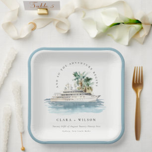 Assiettes En Carton Elégant Dusky Cruise Ship Palm Mariage marin