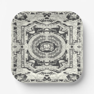 Assiettes En Carton Élégant élégant élégant noir blanc baroque