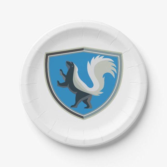 Assiettes En Carton Élégant Emblème Skunk Faune Inspiré Crest (Devant)