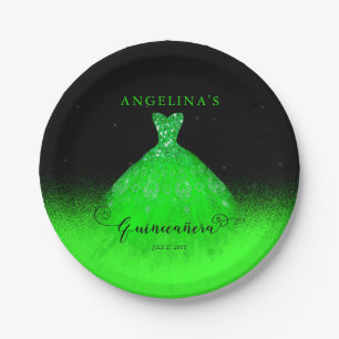 Assiettes En Carton Élégant Emerald Green Gown espagnol Quinceañera Pa