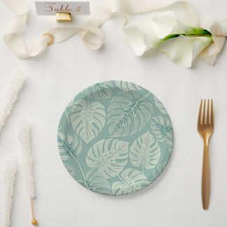 Assiettes En Carton Elegant Exotic Painted Monsteras