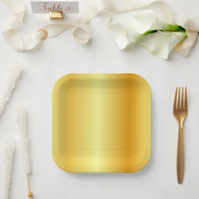 Assiettes En Carton Elégant Faux Gold Modèle glamour tendance (Mariage)