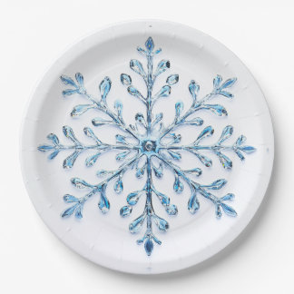 Assiettes En Carton élégant flocon de Noël