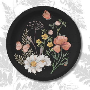 Assiettes En Carton Élégant floral aquarelle vintage 