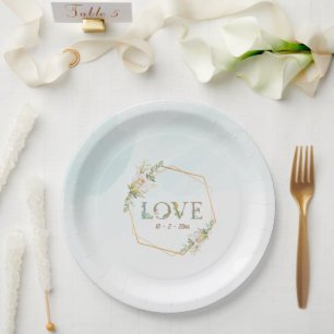 Assiettes En Carton Elégant Floral Love Green Gold Hershey's Mini