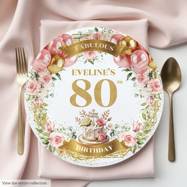 Assiettes En Carton Elégant Gold Numéro 80 Plaques de fête d'anniversa (Elegant Gold Number 80 Birthday Party Plates)