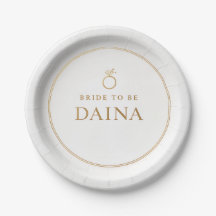Elegant Gold Ring Bridal Party Plates, Customised