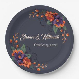 Assiettes En Carton Élégant gothique Floral Chic Mariage