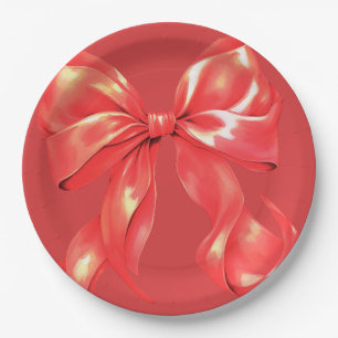 Assiettes En Carton Élégant Grand Bow Rouge