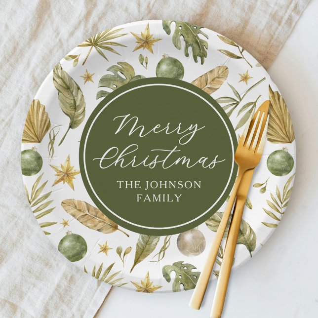 Assiettes En Carton Élégant Joyeux Noël Tropical (Créateur téléchargé)