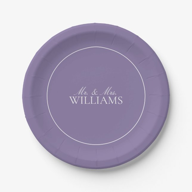 Assiettes En Carton Élégant Lavender Lavender Classic Script Mariage (Devant)
