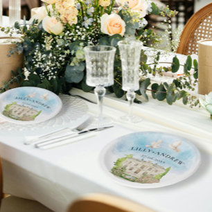 Assiettes En Carton Élégant lieu Fountain doves Mariage Luxe