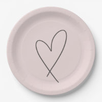 Elegant Line Art Heart Wedding Blush Pink