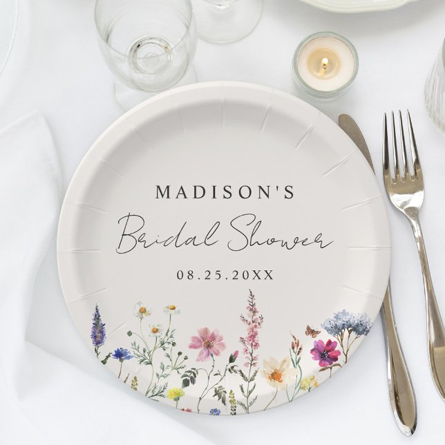Assiettes En Carton Élégant Mariage Champêtre Crème Douche de Mariée (Créateur téléchargé)